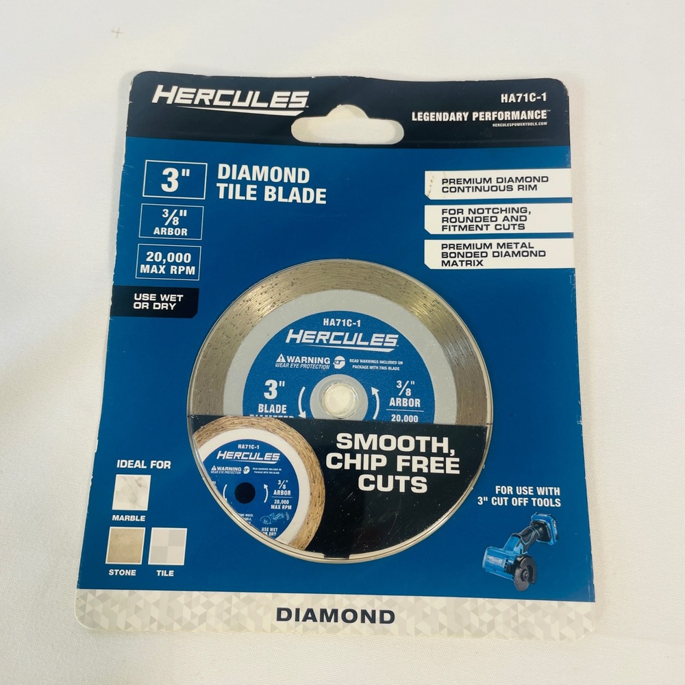 Hercules 3 in Diamond Tile Blade‎ HA71C-1 Continuous Rim 3/8 Arbor Wet Dry 58961